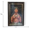 Image 2 : Original Portrait Painting of Woman in Traditional Attire, Illegibly Signed, Ornate Frame, 15" x 22"
