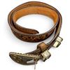 Image 3 : Custom R.C.M.P. Constable Engraved Western Buckle & Tooled Leather Belt (Size 36)