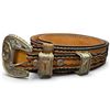 Image 4 : Custom R.C.M.P. Constable Engraved Western Buckle & Tooled Leather Belt (Size 36)