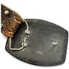 Image 3 : Western-Style Italian Leather Belt with Longhorn Skull Buckle, Size 38