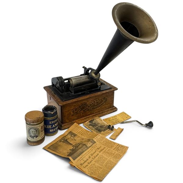 Edison Standard Model B Cylinder Phonograph with Horn, Records & Accessories, c. 1905