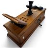 Image 3 : Antique Oak Wall-Mount Magneto Telephone with Handset, Bells, Crank & Writing Shelf