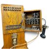 Image 7 : Early 20th Century Oak 7-Line Magneto Telephone Switchboard with Receiver & Transmitter