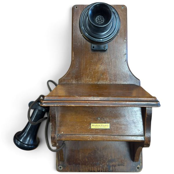 Western Electric Wood Wall-Mount Intercommunicating Telephone with Howler, Early 20th Century