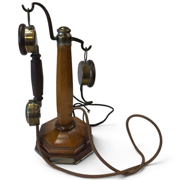 Circa 1920 Grammont Eurieult French Bougie Candlestick Telephone with Dual Receivers (13.5 in.)