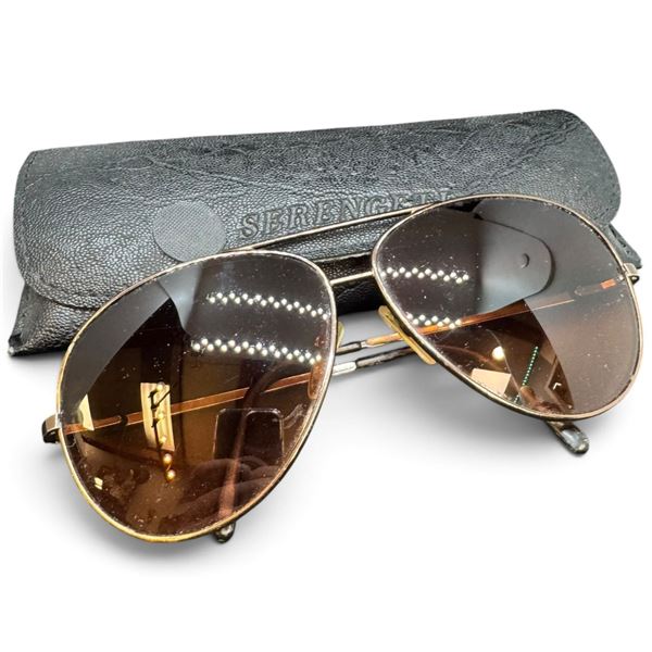 Emporio Armani Model 095 Brown-Lens Aviator Sunglasses, Made in Italy, With Case - Gently Used