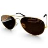 Image 1 : Gold-Tone Metal Aviator Sunglasses with Brown-Tinted Lenses & Black Temple Tips
