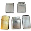 Image 1 : Group of 5 Fisher Tri-Flame, Ronson & Crown Metal Pocket Lighters in Varied Designs