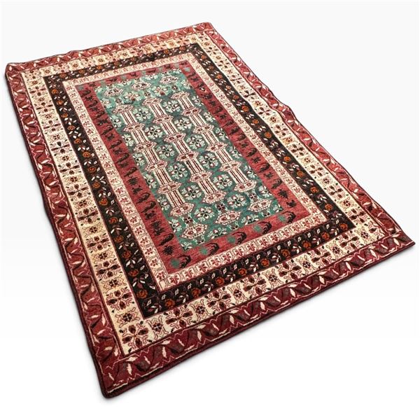 Hand, Knotted Torkaman Wool Persian Rug 5'x3.6'