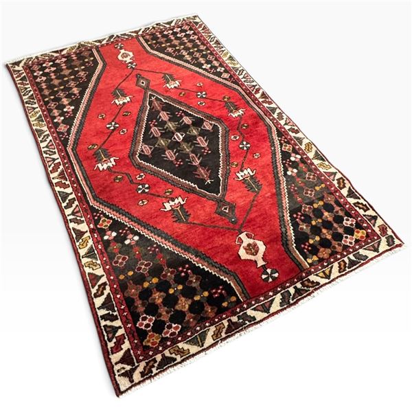 Persian Saveh Hand-Knotted Wool Rug 6.5' x 4.1' Geometric Design