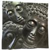 Image 1 : Embossed Metal Three Buddha Faces Heavy Wall Panel, Dark Patinated Finish (47 x 47 in.)