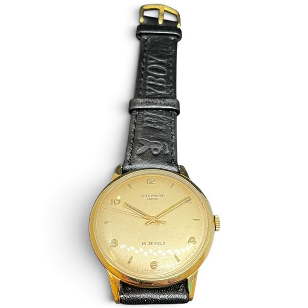 Patek Phillippe Replica Watch with Brown Leather "Playboy" Strap (17 Jewels, 37mm face) Appears to b