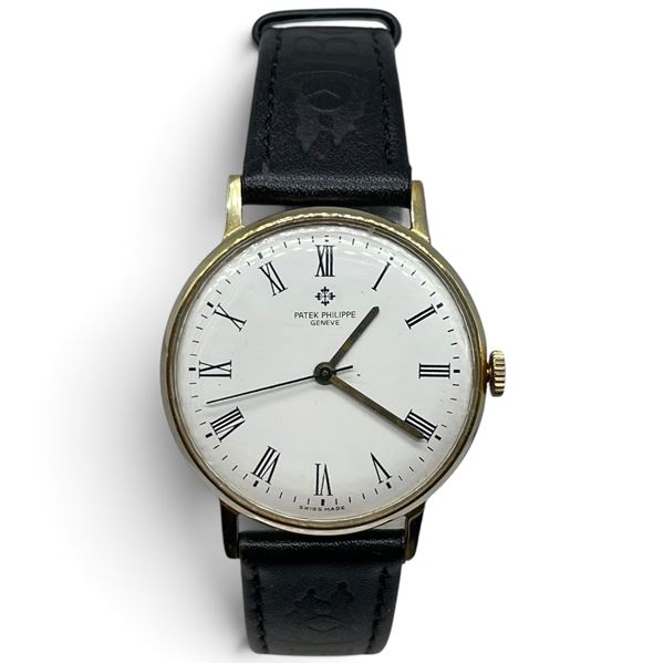 Patek Phillippe Replica Watch with Black Leather "Borel" Strap (35mm face) Appears to be keeping tim