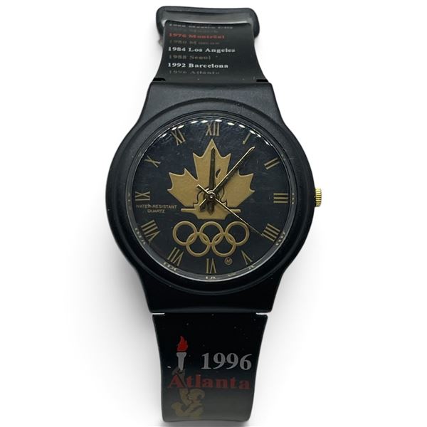 1996 Official Licensed 1996 Atlanta Summer Games Watch with Gold Canada Maple Leaf - Keeping time
