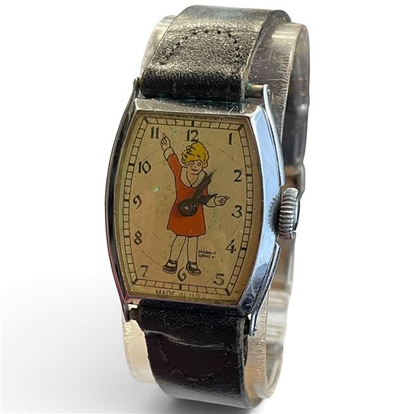 1930s "Little Orphan Annie" Character Wrist Watch by New Haven Clock Company - Design by Harold Gray