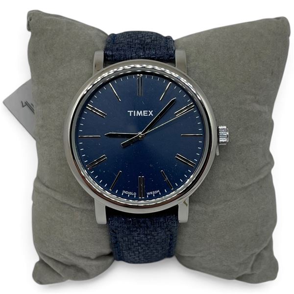 New Timex T2P171AW Wrist Watch in Box - Blue 38mm dial and blue strap