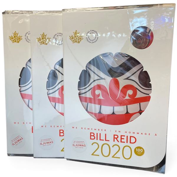 3 Canadian Mint  2020 Bill Reid Commemorative 6 Coin Sets in Sealed Folios