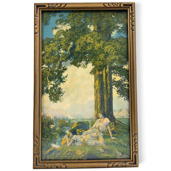 Vintage Framed Maxfield Parrish "Hill Top" Print - Exterior frame dimensions: 6.75" x 10.75"