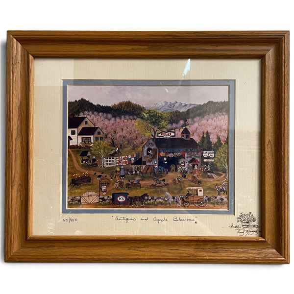 Cindy Manantz  "Apple Blossoms & Antiques" Framed Print - Ltd. Edition #35/950 *- Frame dimensions: