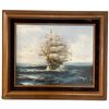 Image 1 : Original Signed  Hewitt Jackson Oil Painting of Sailing Ship * Frame dimensions: 11.5" x 9.5"