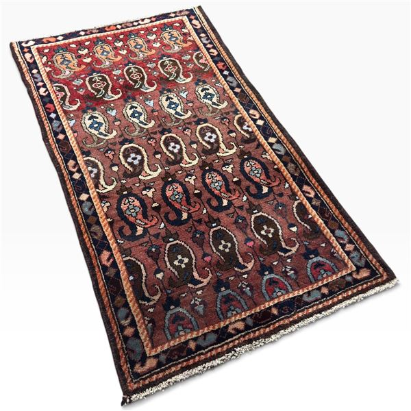 Hand-Knotted Persian Wool Rug from Sirjan, 136 x 74 cm
