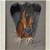 Image 4 : Signed Ken Sneider Horse Portrait Painted on Feather & Costa Rican Parrot Painted on Speckled Feathe
