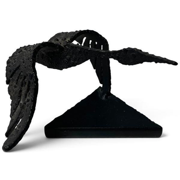 Mid-Century Jaro Svitorka  Brutalist Cast Iron "Flying Goose" Sculpture - 7" x 8" x 5" tall