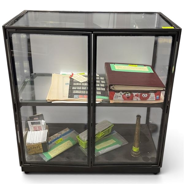 2 Door Glass Display Cabinet with Glass Shelf - 31" wide x 15 "deep x 34" tall - Contents not includ