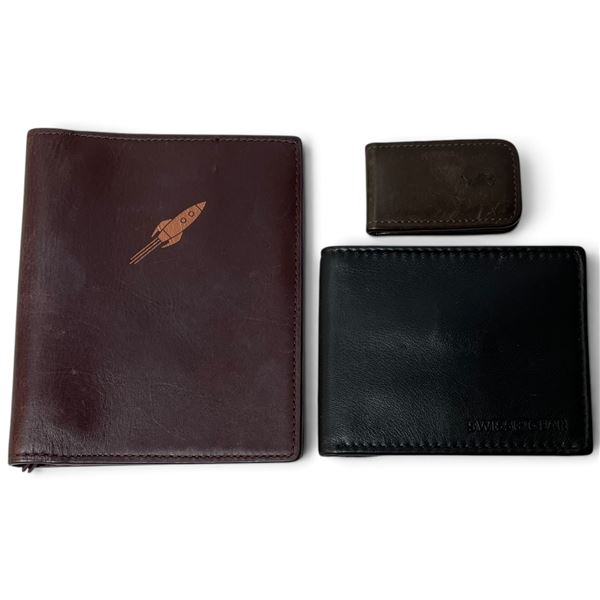 Leather Polo Magnetic Money Clip, Swiss Gear Bill fold and Fossil Passport Wallet - Gently used