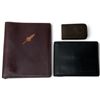 Image 1 : Leather Polo Magnetic Money Clip, Swiss Gear Bill fold and Fossil Passport Wallet - Gently used