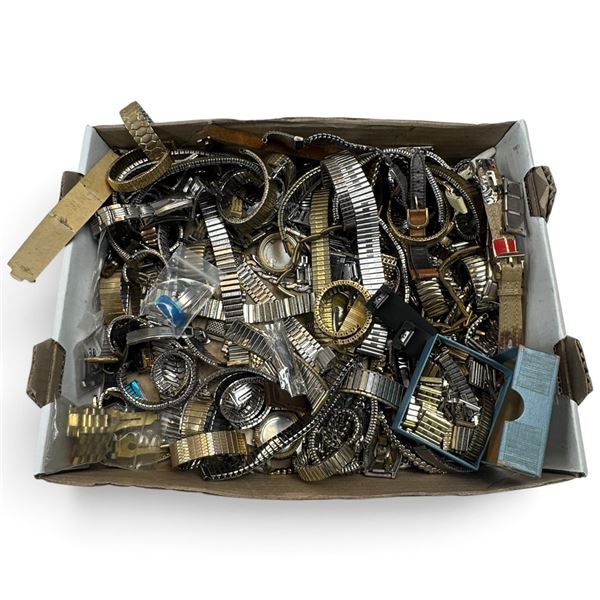 Large Mixed Assortment of Metal Expansion Watch Bands, Straps, Clasps & Repair Parts