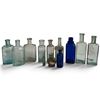 Image 1 : Group of 12 Embossed Apothecary, Medicine & Cosmetic Glass Bottles, Aqua & Cobalt