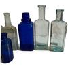 Image 4 : Group of 12 Embossed Apothecary, Medicine & Cosmetic Glass Bottles, Aqua & Cobalt