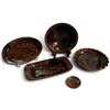 Image 1 : Vintage Tuff Ceramic Studio 5-Piece Brown-Glazed Slipware Serving Set with Botanicals