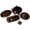 Image 2 : Vintage Tuff Ceramic Studio 5-Piece Brown-Glazed Slipware Serving Set with Botanicals