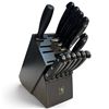 Image 3 : J.A. Henckels International Black-Handled Stainless Steel Knife Block Set with Steak Knives
