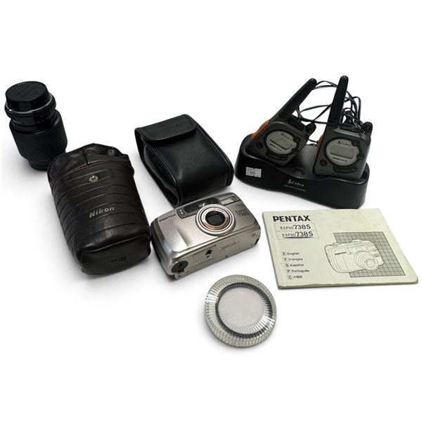 Pentax Espio 738S 35mm Camera, Tokina 70-210mm Y/C Lens & Cobra microTALK Radios