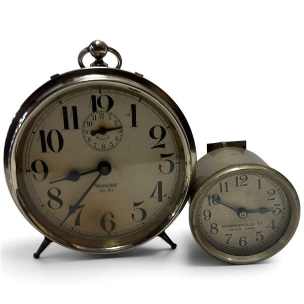 Westclox Big Ben Style 1a Repeating Alarm & Minneapolis-77 Thermostat Clock with Key