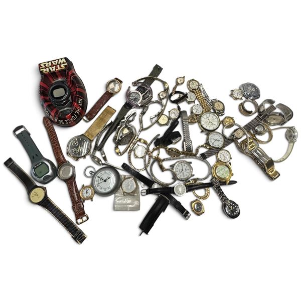 Large Mixed Group of Wristwatches, Watch Heads, Bands & Star Wars Novelty Timepiece