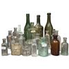 Image 1 : Collection of 21 Aqua, Green, Amber, Smoky Gray & Clear Glass Bottles and Jars