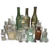 Image 2 : Collection of 21 Aqua, Green, Amber, Smoky Gray & Clear Glass Bottles and Jars