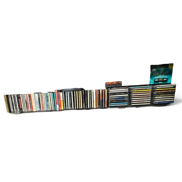 Large Mixed Music CD & Software Collection with Maxell CD-Rs & Black Storage Organizers