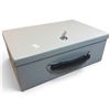 Image 1 : Gray Textured Metal Locking Storage Box with Key & Carry Handle (12.5 x 8.5 x 4.5 in.)