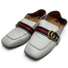 Image 1 : Gucci Peyton White Leather Web Double G Pearl-Embellished Heel Loafers, Size 39