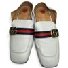 Image 5 : Gucci Peyton White Leather Web Double G Pearl-Embellished Heel Loafers, Size 39