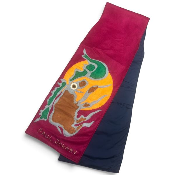 Paul Johnny Signed Felt Appliqué Scarf with Abstract Figural Motifs