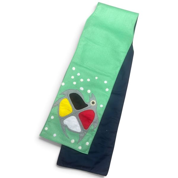 Paul Johnny Hand-Stitched Turtle Appliqué Textile Sash or Stole (67 in.)