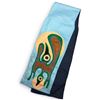Image 1 : Signed Paul Johnny Blue Appliqué Textile Scarf with Abstract Bird & Disc Motifs 67" Long