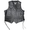 Image 1 : Big B's Leather Texas Black Leather Motorcycle Vest, Braided Trim & Lace-Up Sides, Size 46