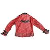 Image 5 : Exmore Red & Black Leather Biker Jacket with Bat & Diamond Back Emblem, Size Small